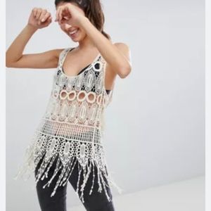 Dainty Hooligan White Crochet Tunic Top